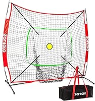 Zonlolo 6x6ft Portable Baseball & Softball Net - Sturdy Bow Frame, Strike Zone, Circular Target, Carry Bag for Hitting, Pitching Practice