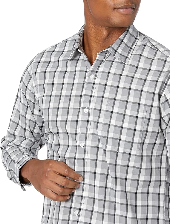 Amazon Essentials Men's Regular-Fit Long-Sleeve Casual Poplin Shirt, Button Front, Business Casual, Collared