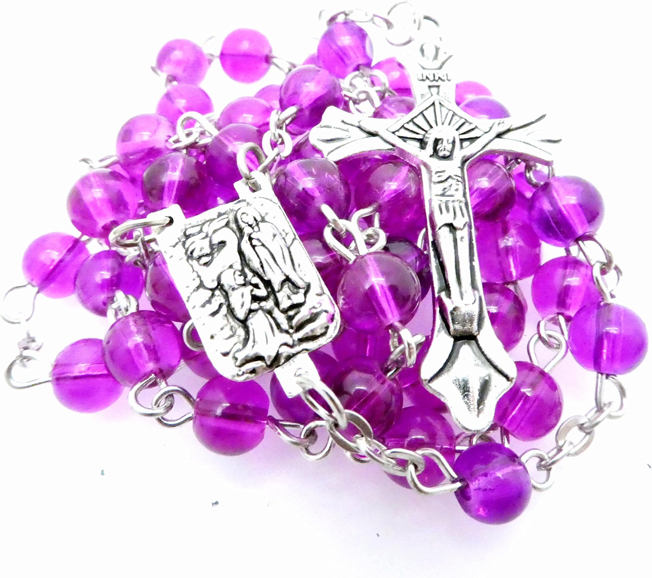 Soul Shop Translucent Royal Purple Rosary - Christian/Catholic Gift Prayer Beads in Nondenominational Gift Box