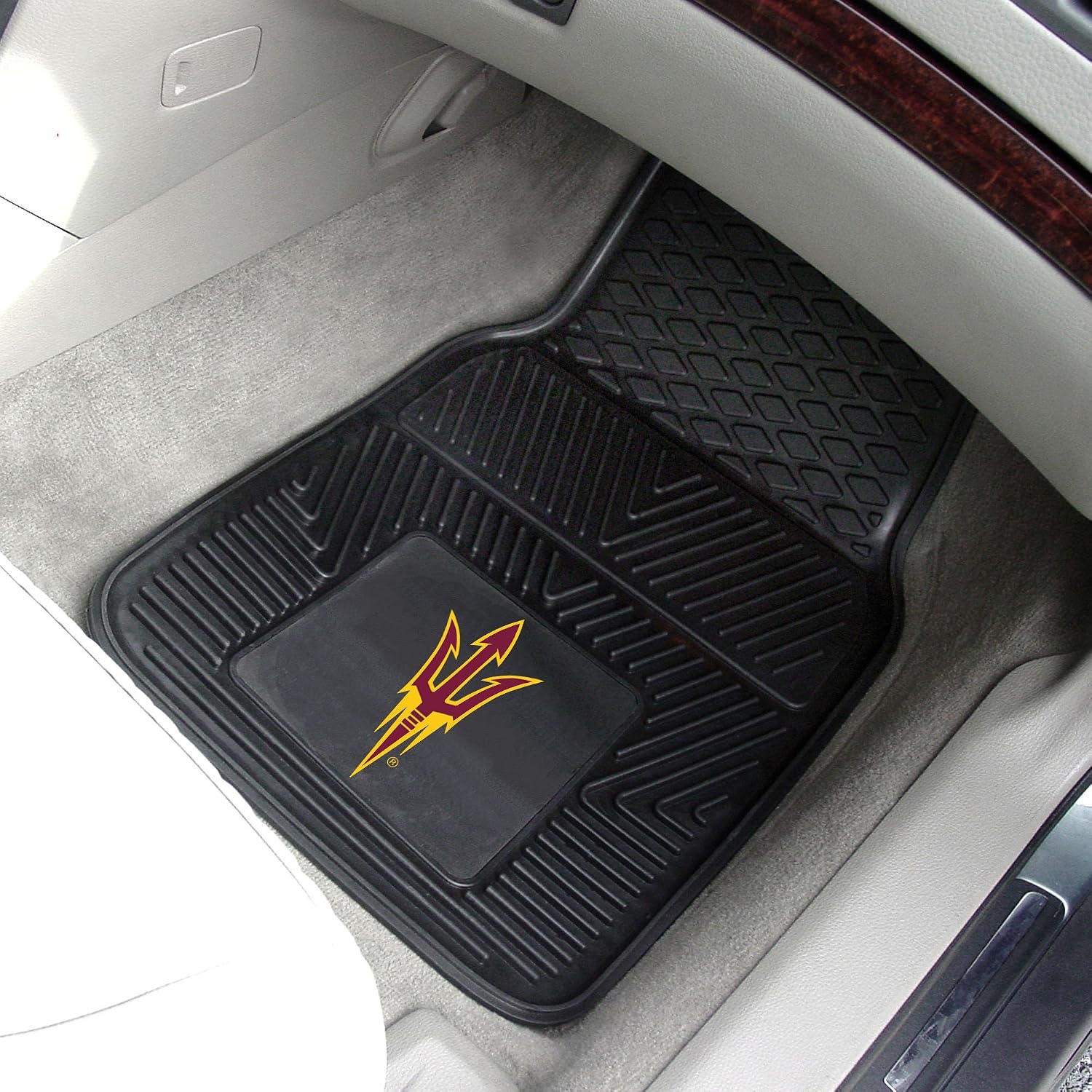 FANMATS 40008 Arizona State University 4-pc Vinyl Car Mat Set | Black | Front & Rear Car Mats | Pitchfork Primary Logo