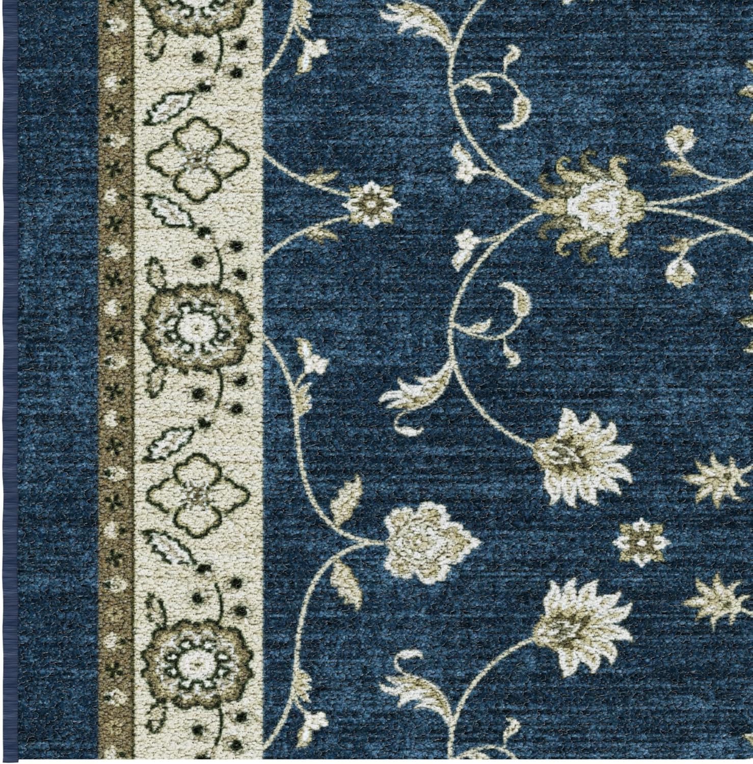 Ottomanson Mud Mat 2'7" x 4' Indoor Door Mat – Machine Washable Soft Non-Slip Rug, Quick Dry Low Pile Carpet for Kitchen, Bathroom & Entryway, Mahal Navy