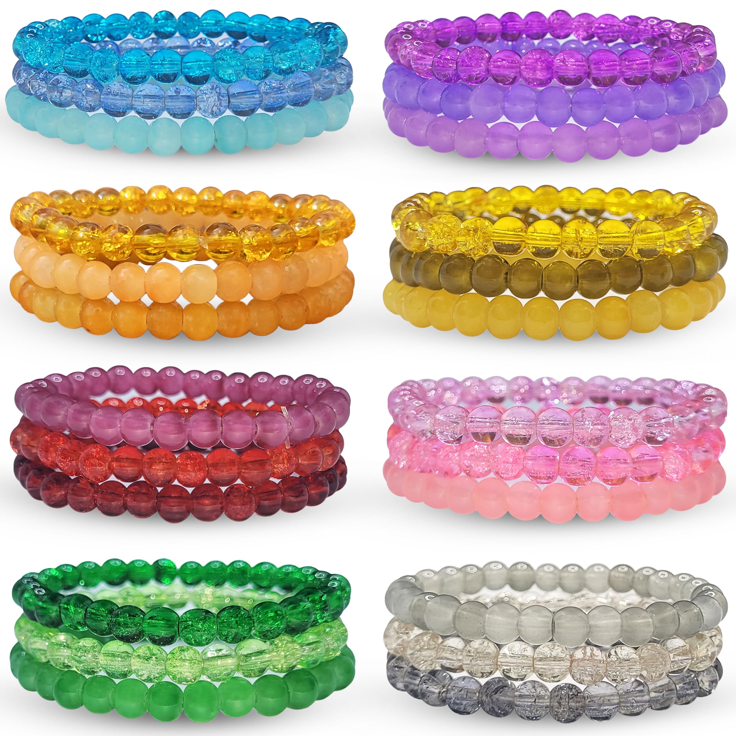 BOHENOOR Kids Multicolour Crackle and Jelly Glass Beads Elastic Stretchable Hand Bracelets for Girls | Combo Set | Gift | Cute Elastic Kids Rainbow Bracelets (Multicolour 1) (B0D9MB2VFJ) Amazon Price History, Amazon Price Tracker