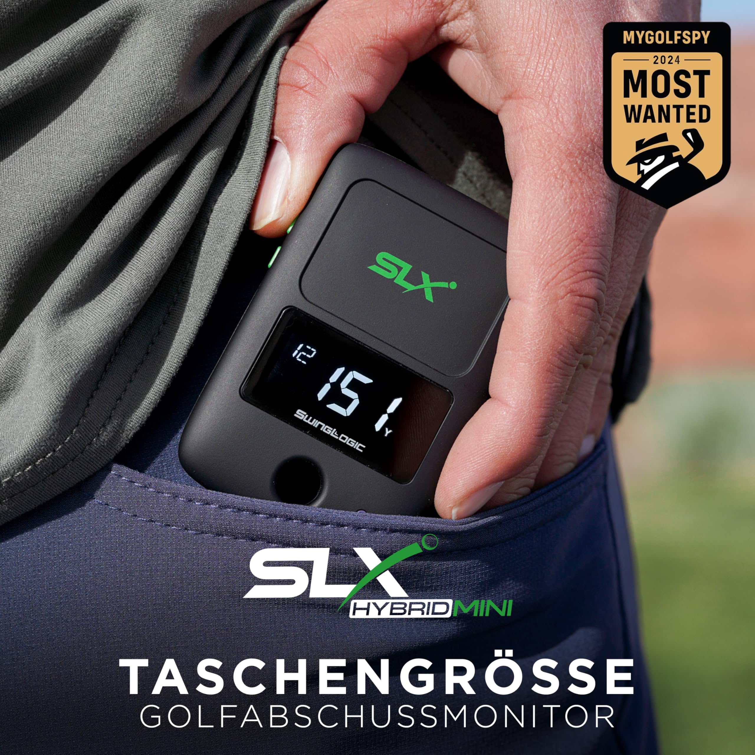 Second Chance Swing Logic SLX Hybrid Mini – Tragbarer Golf-Launch-Monitor mit Ball- & Schlägerdaten, GPS und Videoaufnahme – Kompaktes Golfzubehör mit App-Unterstützung