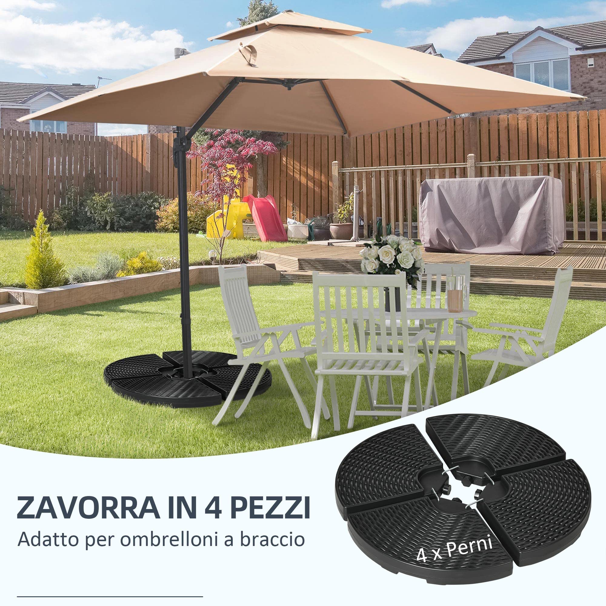Sacco Per Sabbia Curvo BASER Da 20 Kg (2 Pezzi) | Per Zavorrare Ombrelloni Dritti O A Braccio, Trampolini, Stendibiancheria | Design Danese