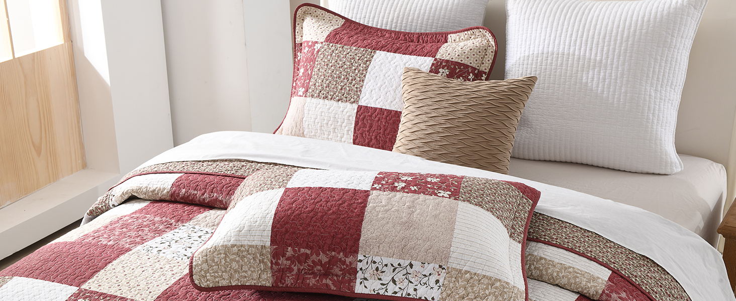 FineStichery 100% Cotton King Bedspread Set - 128x120" Oversized Reversible Quilt (3 Piece) - View #4