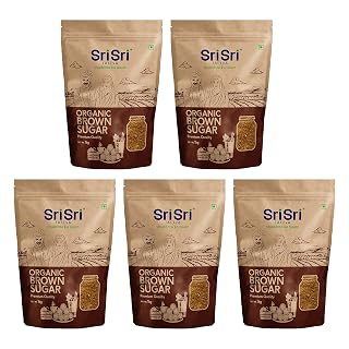 Sri Sri Tattva Organic Brown Sugar - 1kg (Pack of 5) - Natural & Refined Cane Sugar - Rich in Minerals