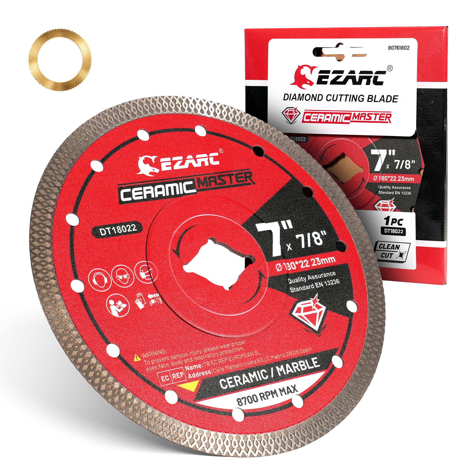 EZARC 7 Inch Diamond Blade, Super Thin Diamond Saw Blades for Angle Grinder, 7" Tile Blade for Cutting Porcelain Ceramic Granite Marble Tile, 7/8"-5/8