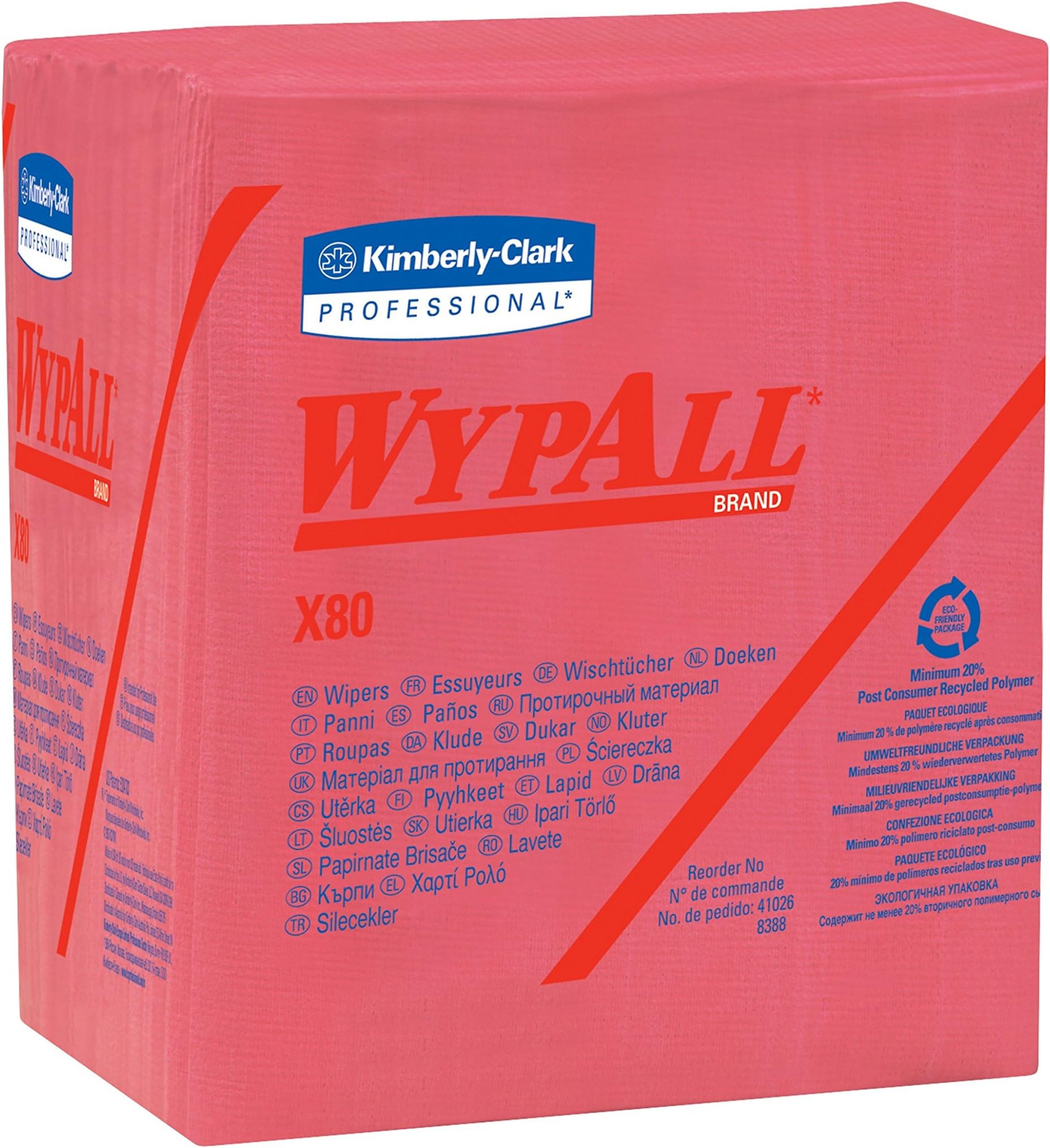 Kimberly-Clark Professional WYPALL X80 SHOPPRO 12 1/2" X 12" Red HYDROKNIT Quarter Fold Wiper (1/ Pack)
