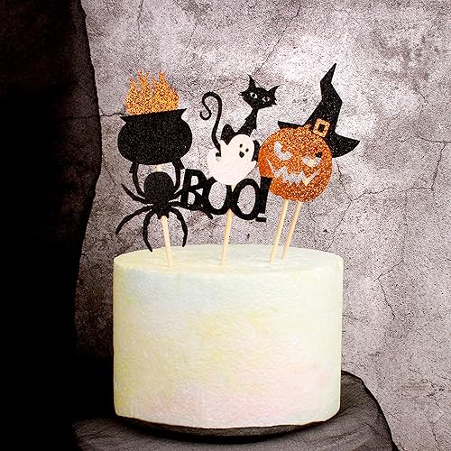 Miniatura 53 de 24 piezas Boo Oh Baby Cupcake Toppers Ghost Little Boo Cupcake Picks Baby Shower Halloween Boy Girl First Birthday Party Decoraciones Suministros Oh