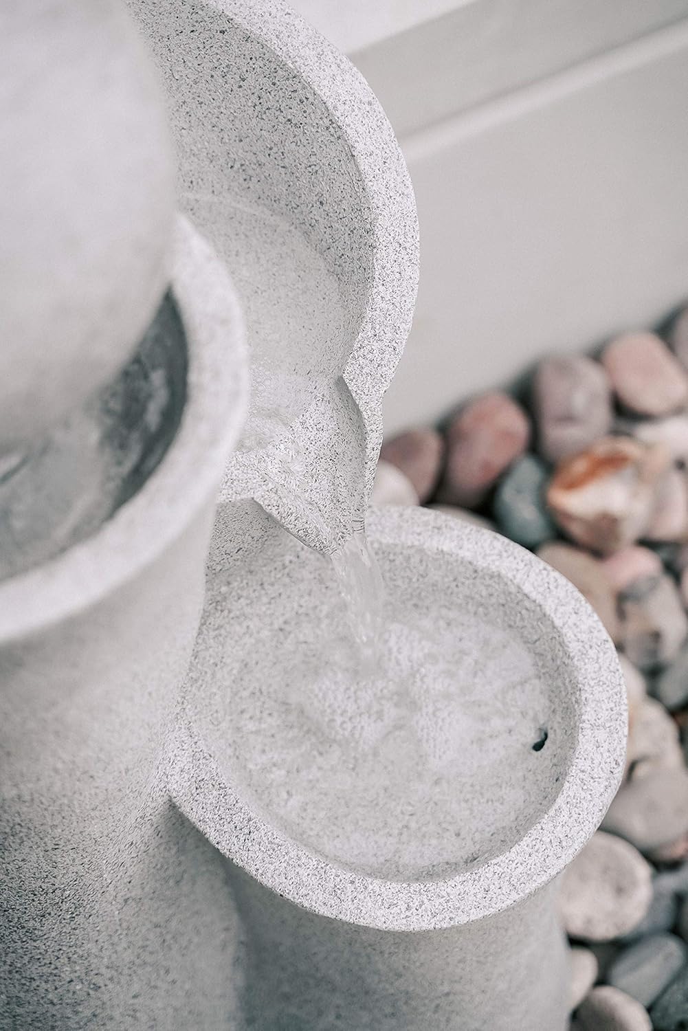 XBrand Cascading Sphere Floor Zen Water Fountain, Indoor Outdoor Décor, 36 Inch Tall, Natural Grey