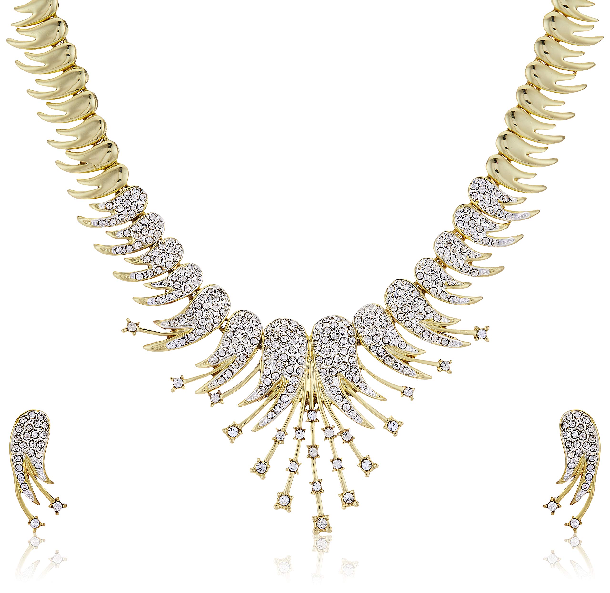 Estele 24 Kt Gold Plated Wedding Jewellery Austrian Diamond Necklace Set for Women (B08CSB1QXM) Amazon Price History, Amazon Price Tracker