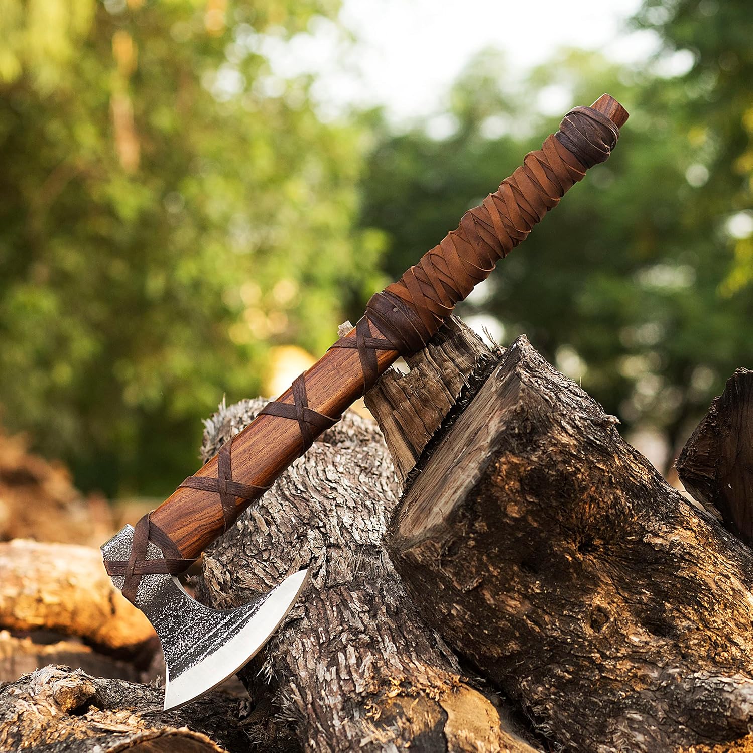 Forest Hunting | 27" and 3.5 lbs Custom Handmade Viking Axe of Ragnar Lothbrok Norsmen- Tomahawk and Forest Hatchet Authentic Viking ax with Sheath Mens Gift. (Ragnar Lothbrok Axe)