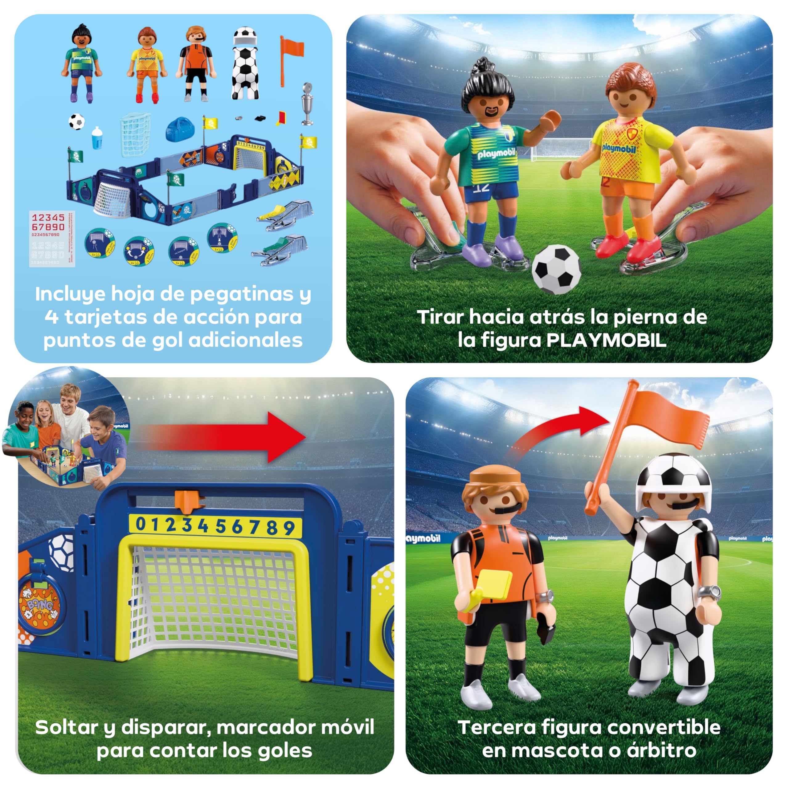 PLAYMOBIL | My Life | Fussball-Arena | Campo de fútbol con Mecanismo de Tiro y 2 porterías | Juguete de fútbol a Partir de 4 años | 72056