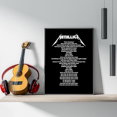 Vista 3 de Classic Rock Song Lyrics Wall Art Print - Typographic Music Decor for Home, Office, Studio & Bar Cave - Framed Wall Art for Music Fans & Enthusiasts