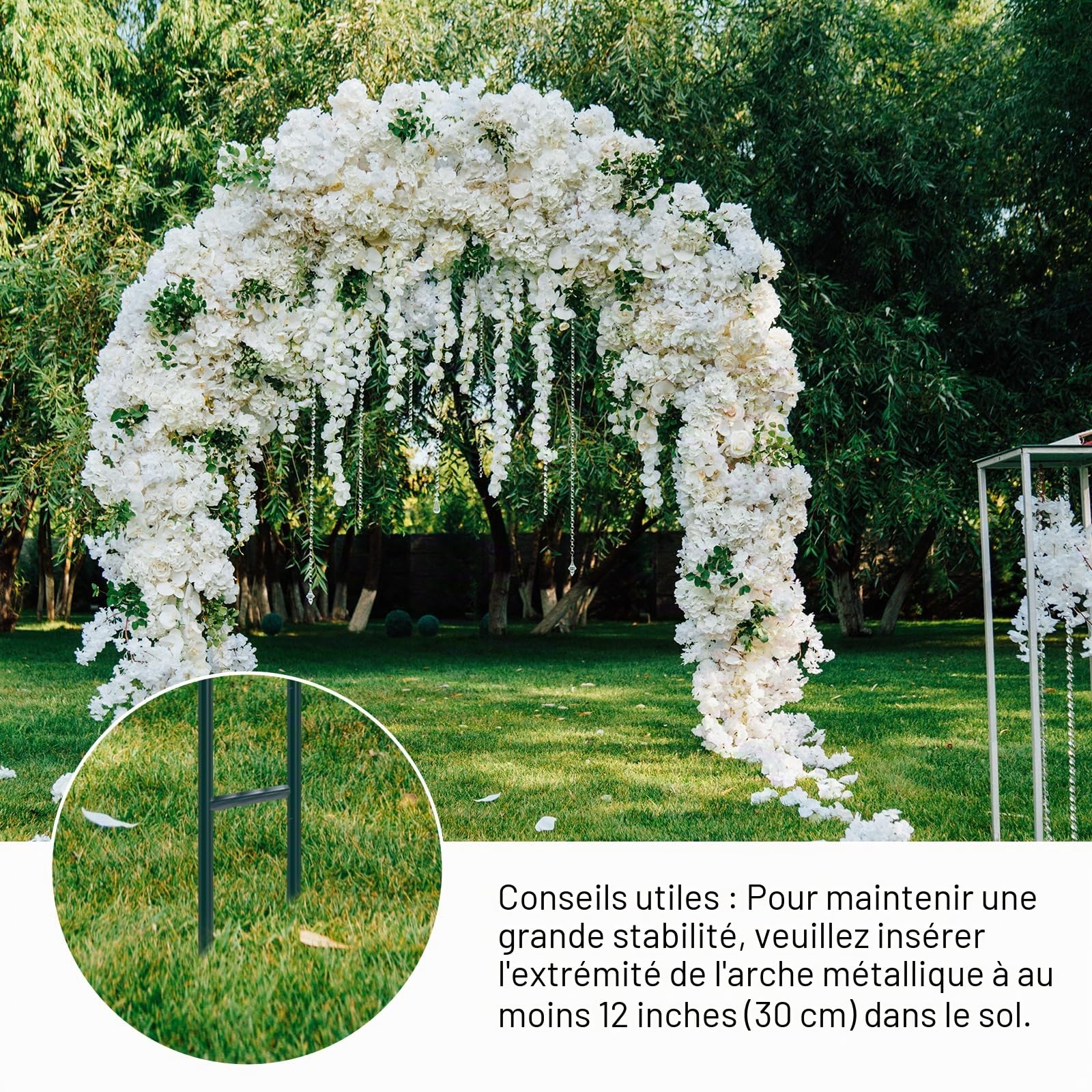 RUBFAC Arche de Jardin en métal, décoration de Mariage et d'événement, Treillis de Jardin pour Plantes grimpantes, Assemblage Librement, 2 Tailles pour diverses Plantes grimpantes, Roses, vignes,