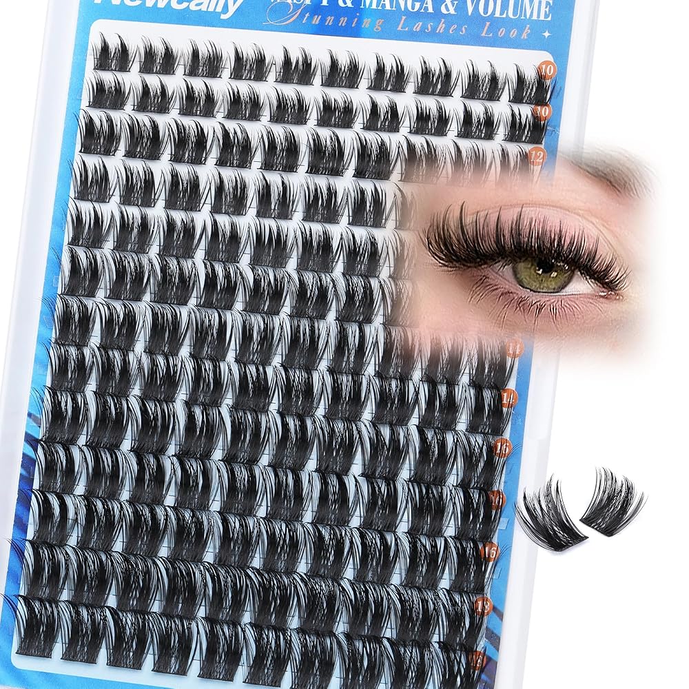 Eyelash Clusters Volume Lash Clusters Manga Spike Individual Lashes D-curly Wispy DIY Lash Extension 10-18MM Cluster Eyelash Extensions by Newcally
