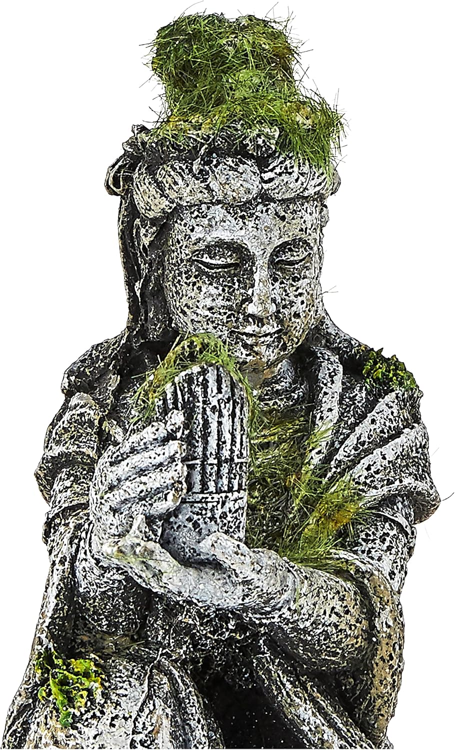 Blue Ribbon EE-696 Ancient Buddha Statue with Moss Exotic Environments Aquarium Ornament, White