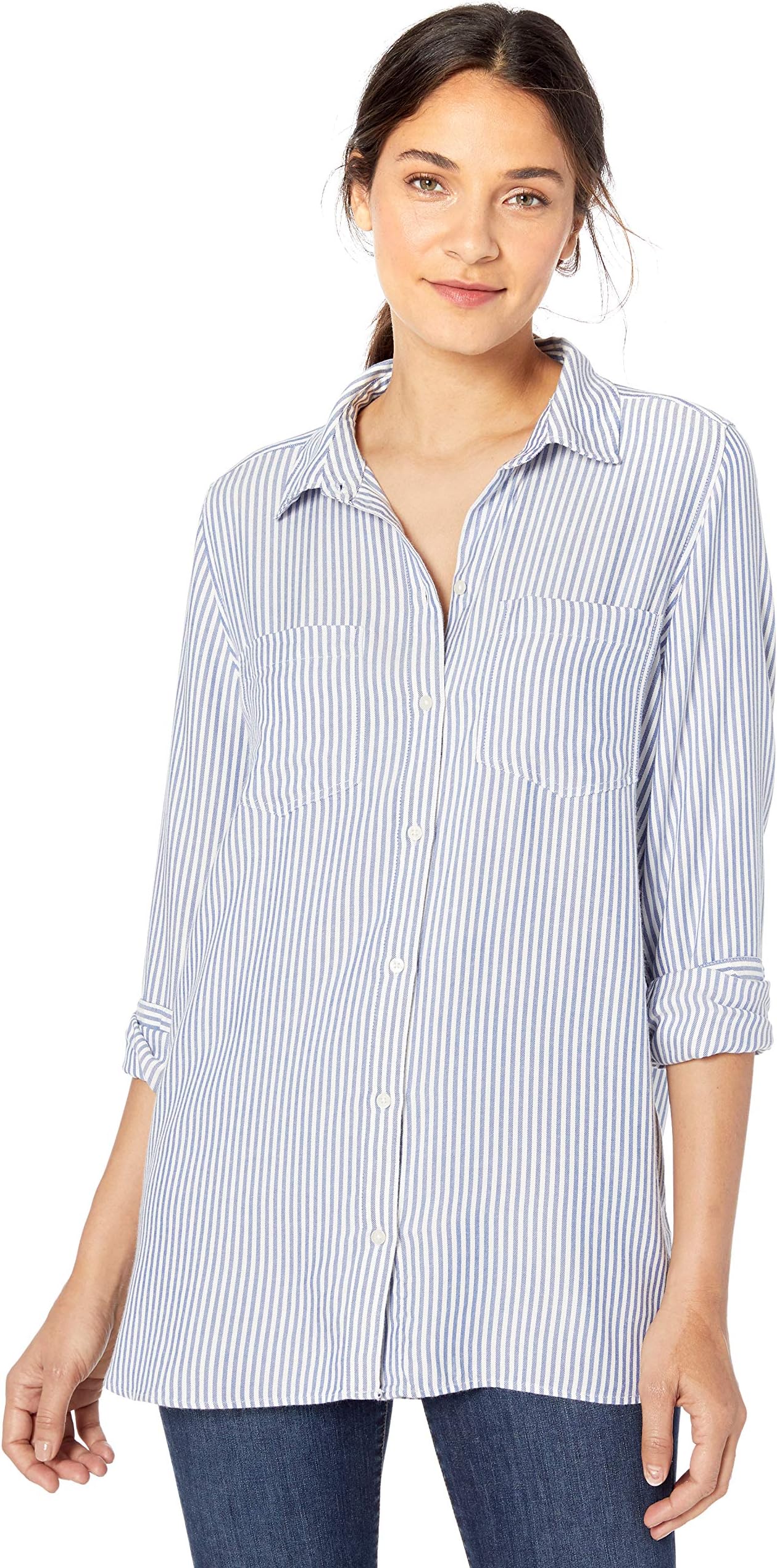 Goodthreads Women's Modal Twill Two-Pocket Relaxed Shirt