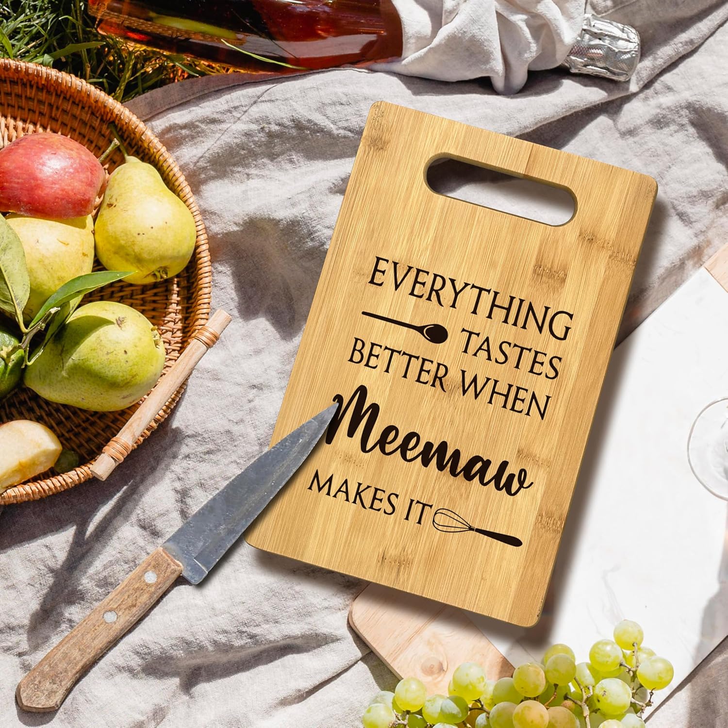 FONDCANYON Meemaw Gifts, Everything Tastes Better When Meemaw Makes It Gift Bamboo Cutting Board Kitchen Decor,Cute Mother's Day Gifts Cutting Board for Kitchen,Meemaw Gifts for Grandma from Grandkids - Image 4
