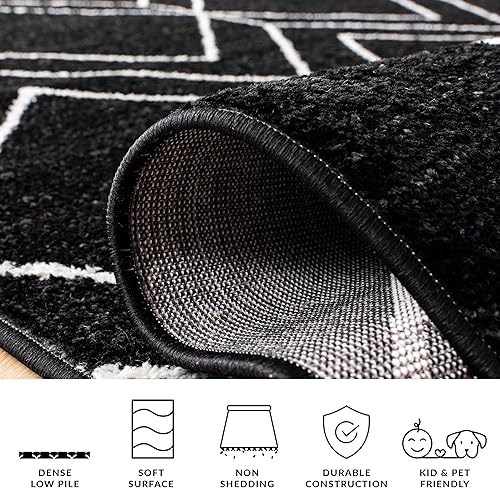 Miniatura 7 de SAFAVIEH Adirondack Collection - Alfombra de área de 6 x 9 pies, color negro y marfil, diseño geométrico moderno, no desprende pelusa y de fácil