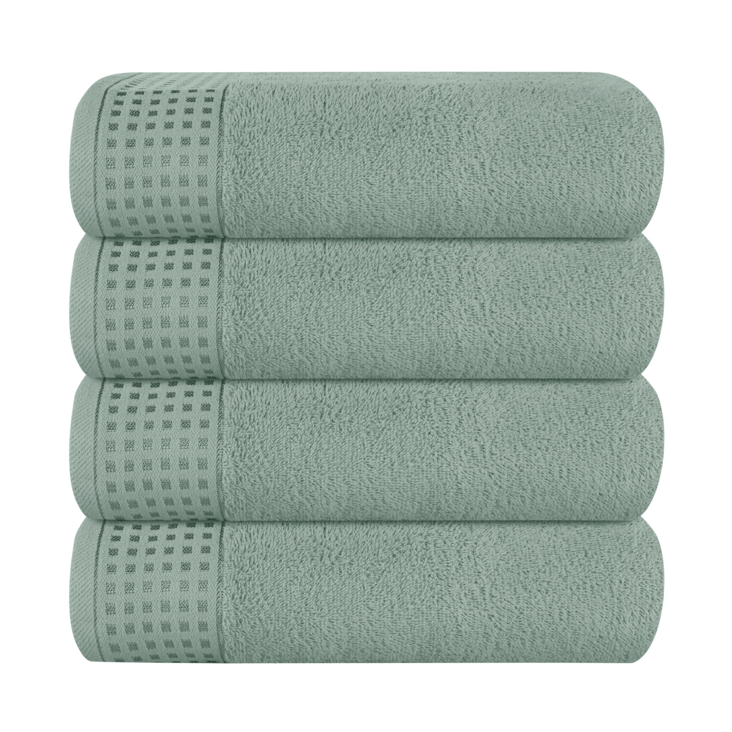 GLAMBURG Ultra Soft 4 Pack Oversized Bath Towel Set 27x54 inches, 100% Cotton Bath Towels, Highly Absorbant Compact Quickdry &amp; Lightweight Towel, Ideal for Gym Travel Camp Pool - Jade