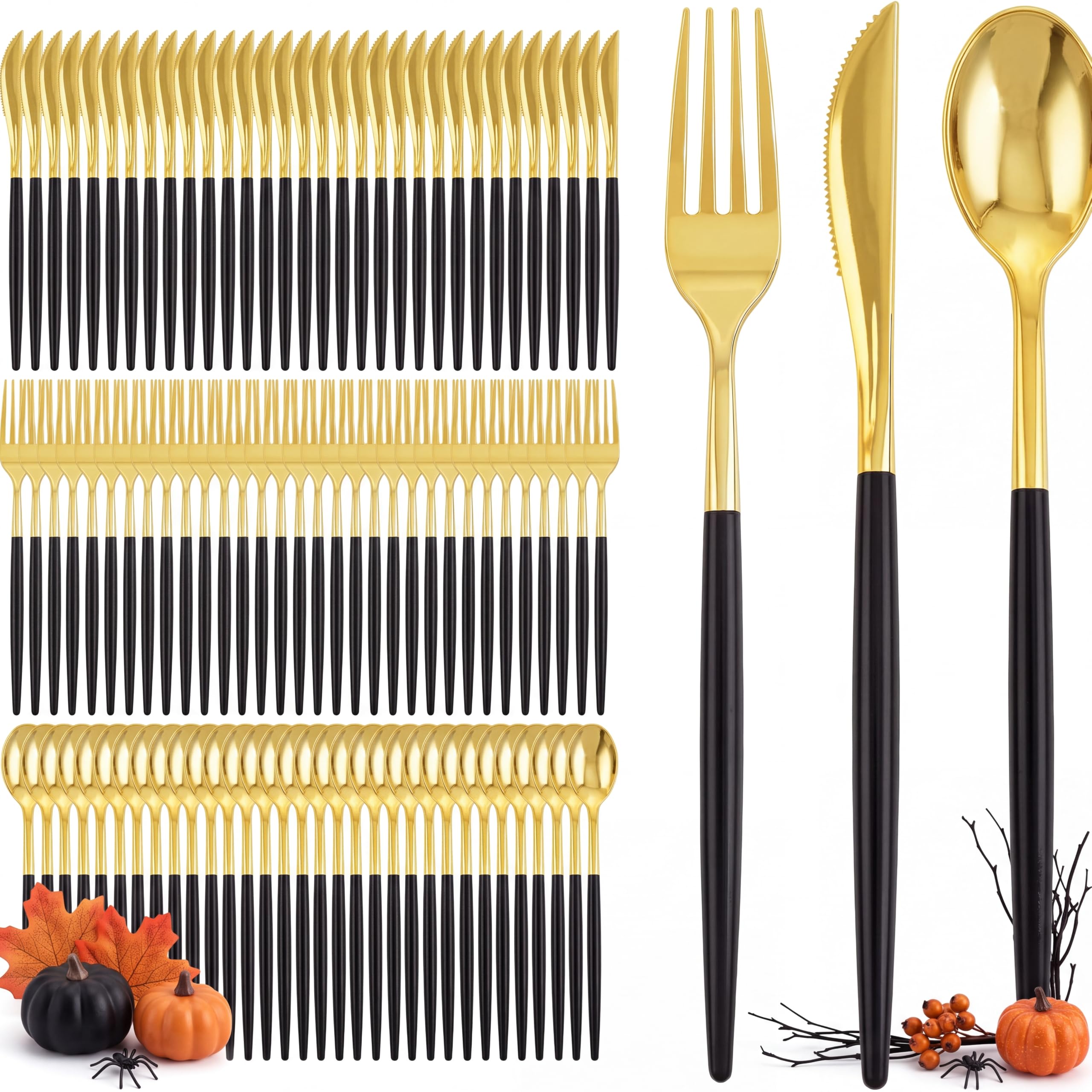 Gold Disposable Silverware Set - 144 PCS -11