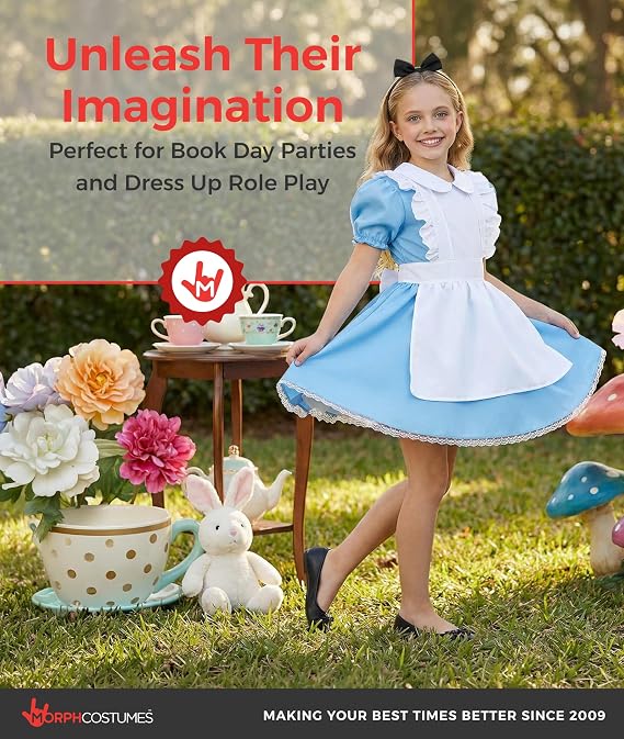 fun shack Alice in Wonderland Costume Kids, Alice Costume Girls, Book Characters Costumes for Kids