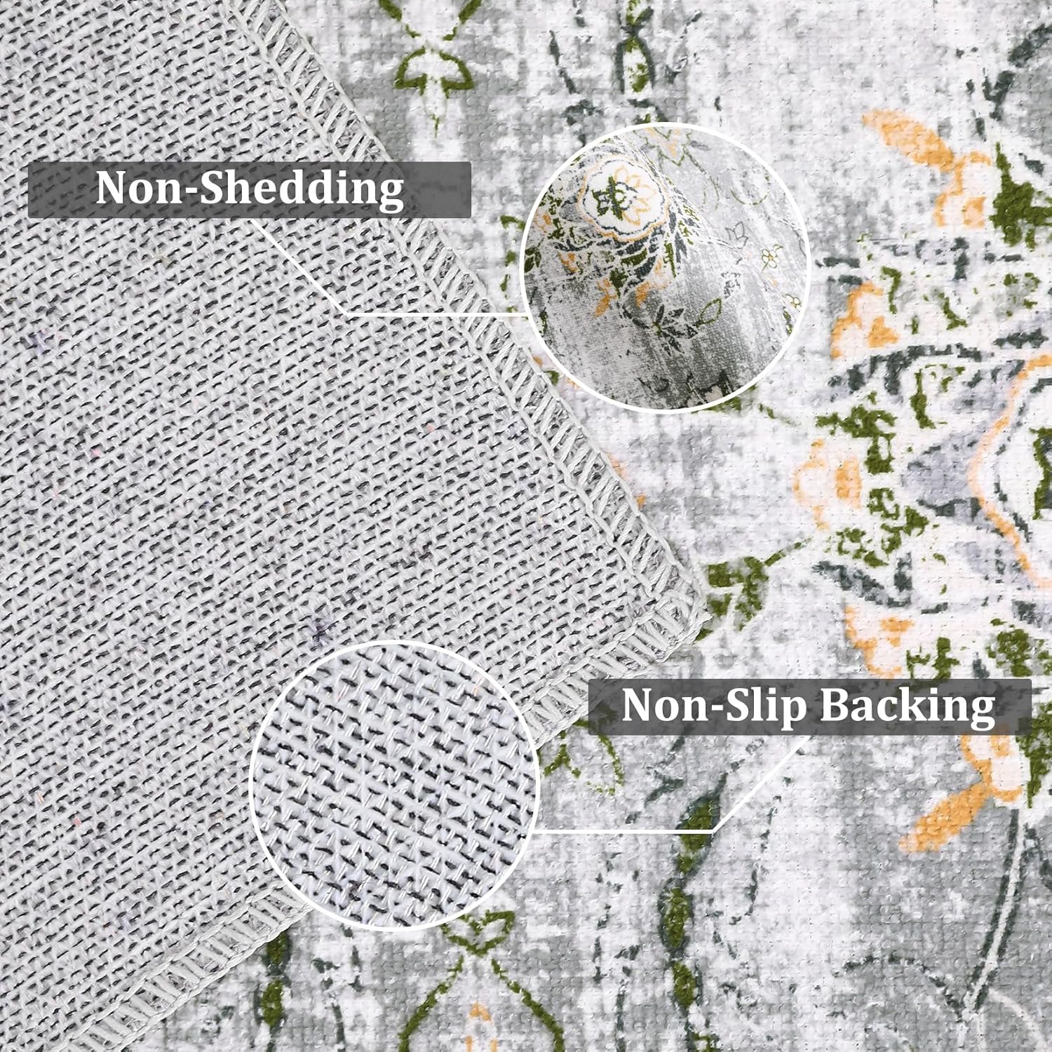 FairOnly Washable Runner Rug 2x6 Boho Kitchen Rug Runner Long Oriental Entryway Rug Low-Pile Vintage Rug for Bedroom Non-Skid Soft Carpet Throw Rug for Bathroom Laundry Room Hallway,2x6