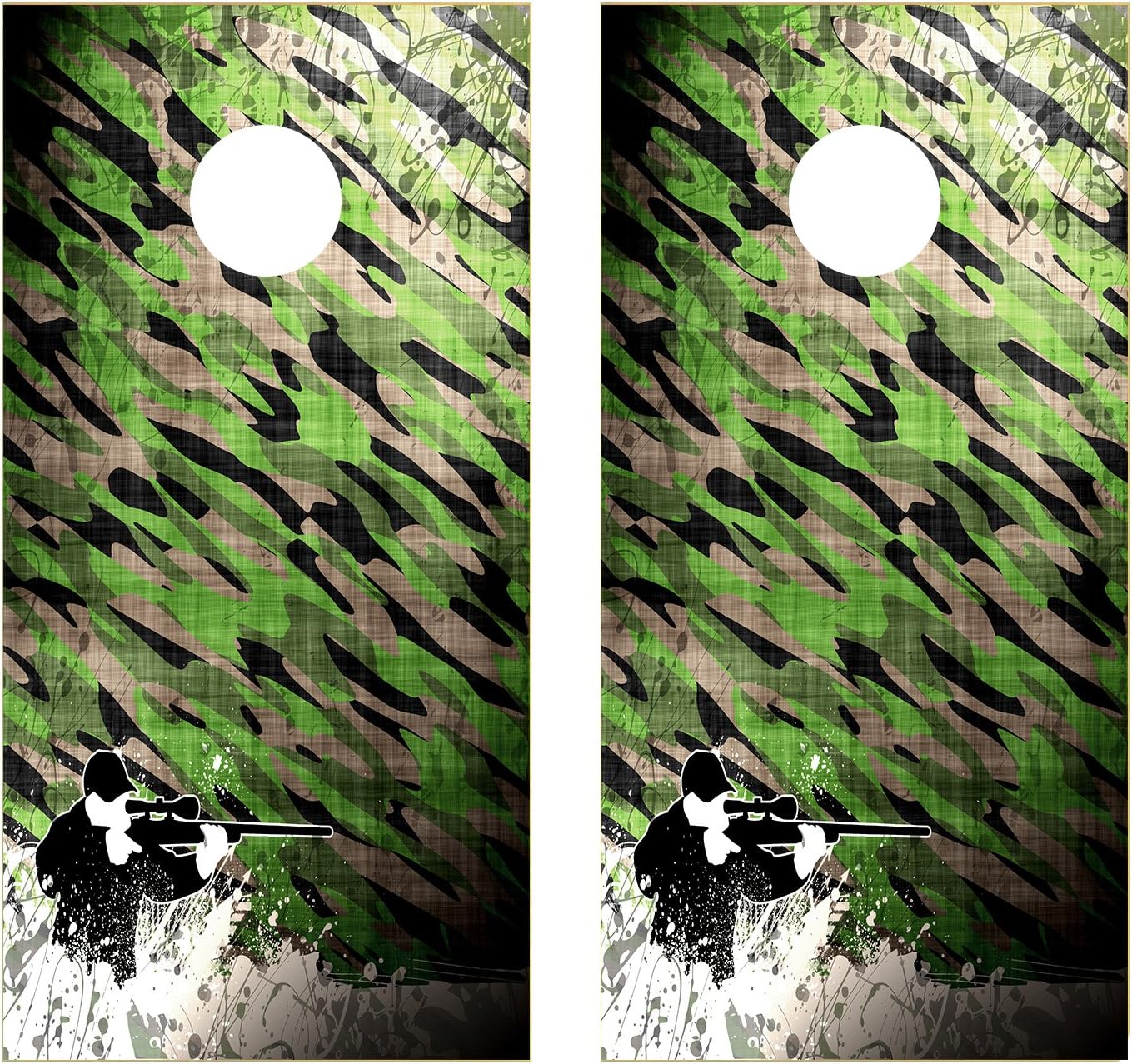 The Hunter Green Camo CORNHOLE LAMINATED DECAL WRAP SET