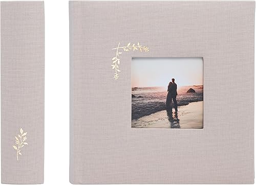 Miniatura 1 de Elegante álbum de fotos de lino, 200 bolsillos sin ácidos para fotos de 4 x 6 pulgadas, perfecto para bodas y regalos