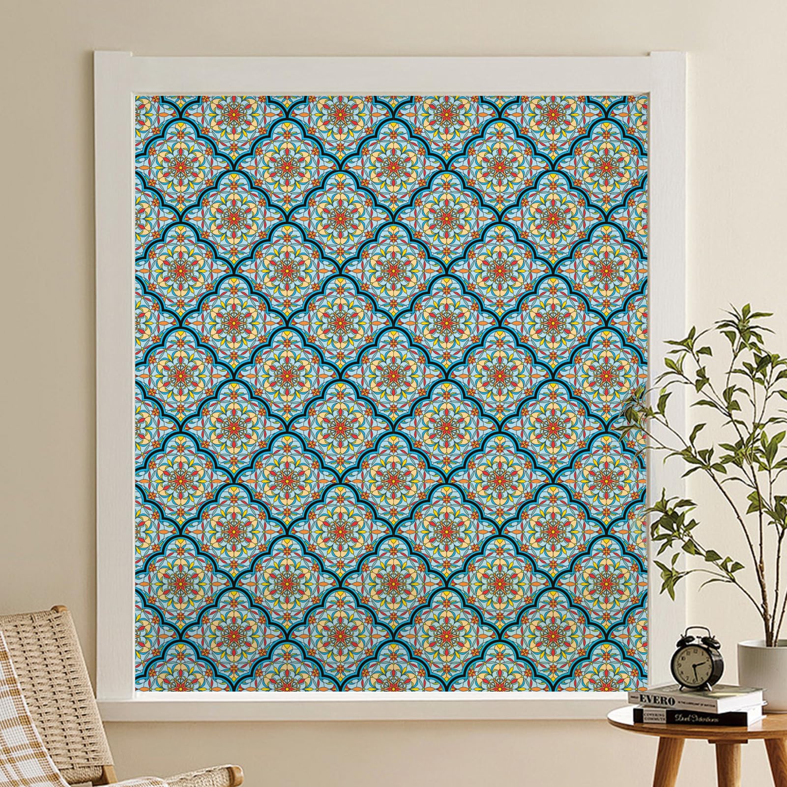 dktie Dekorfolie Glasmalerei Fensterfolie Sichtschuzfolie Milchglasfolie Kreise Statisch Haftend Privatsphäre Fensteraufkleber (Farbe 01, 44.5 * 200 cm)