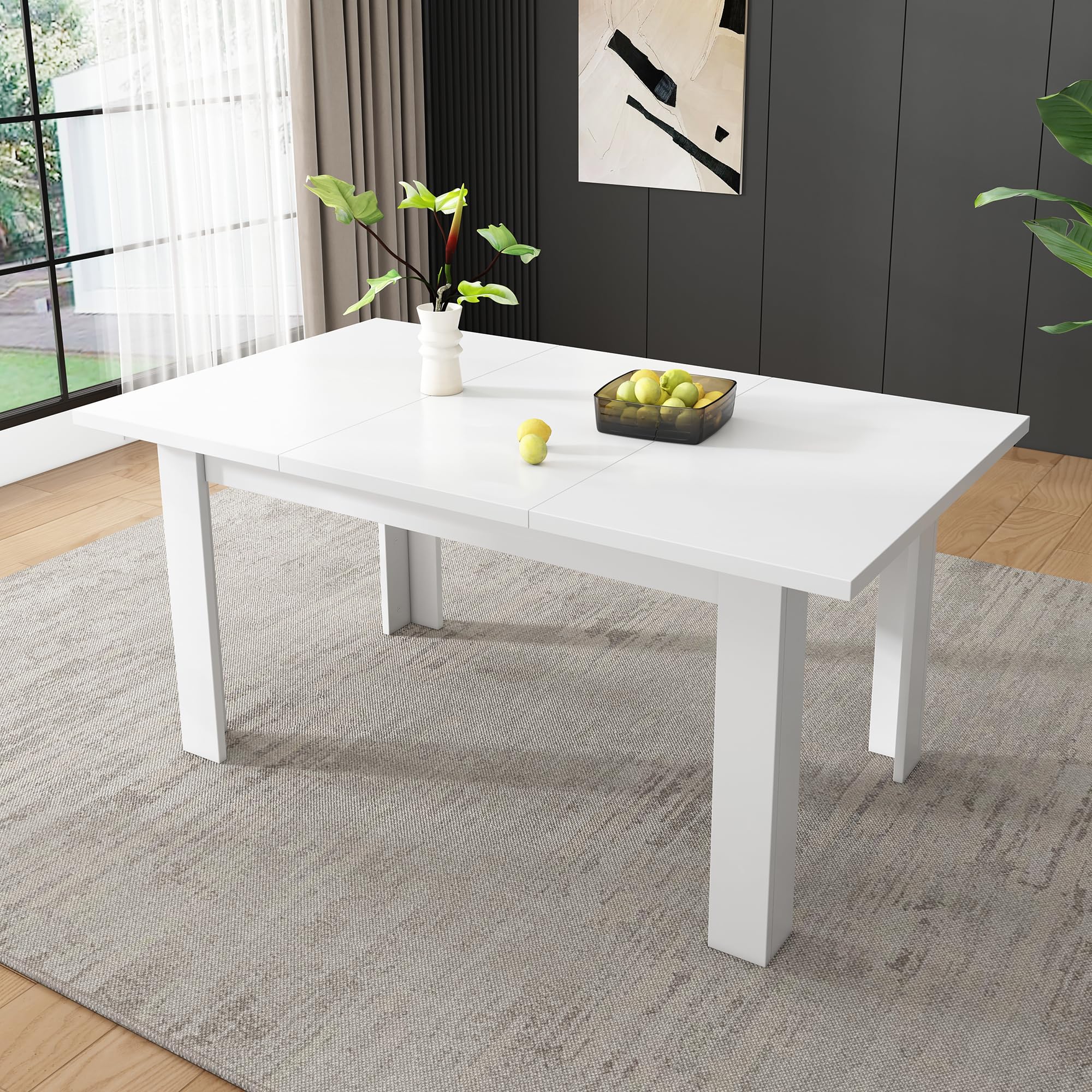 Stół do jadalni 120 x 70 cm z ukrytym schowkiem – prostokątny stół kuchenny, biały, stół do jadalni ze składaną półką, zajmuje mało miejsca dla 4 osób, nośność 130 kg, nowoczesny stół drewniany do