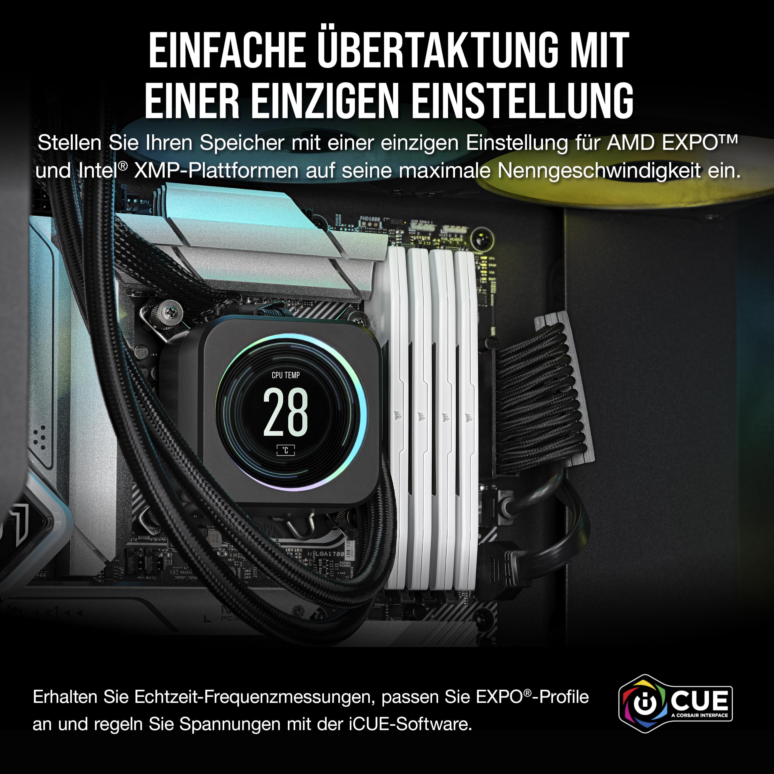 CORSAIR Vengeance DDR5 RAM 32GB (2x16GB) Bis zu 6000MHz CL36-44-44-96 1.35V AMD EXPO Intel XMP 3.0 Desktop-Arbeitsspeicher – Weiß (CMK32GX5M2E6000Z36W)