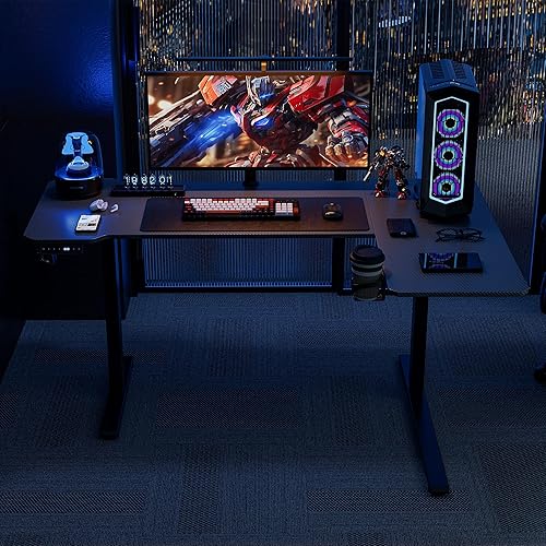Miniatura 8 de Acrolix Escritorio eléctrico reversible de 59 pulgadas en forma de L, altura ajustable, escritorio de esquina para juegos, para oficina en casa,
