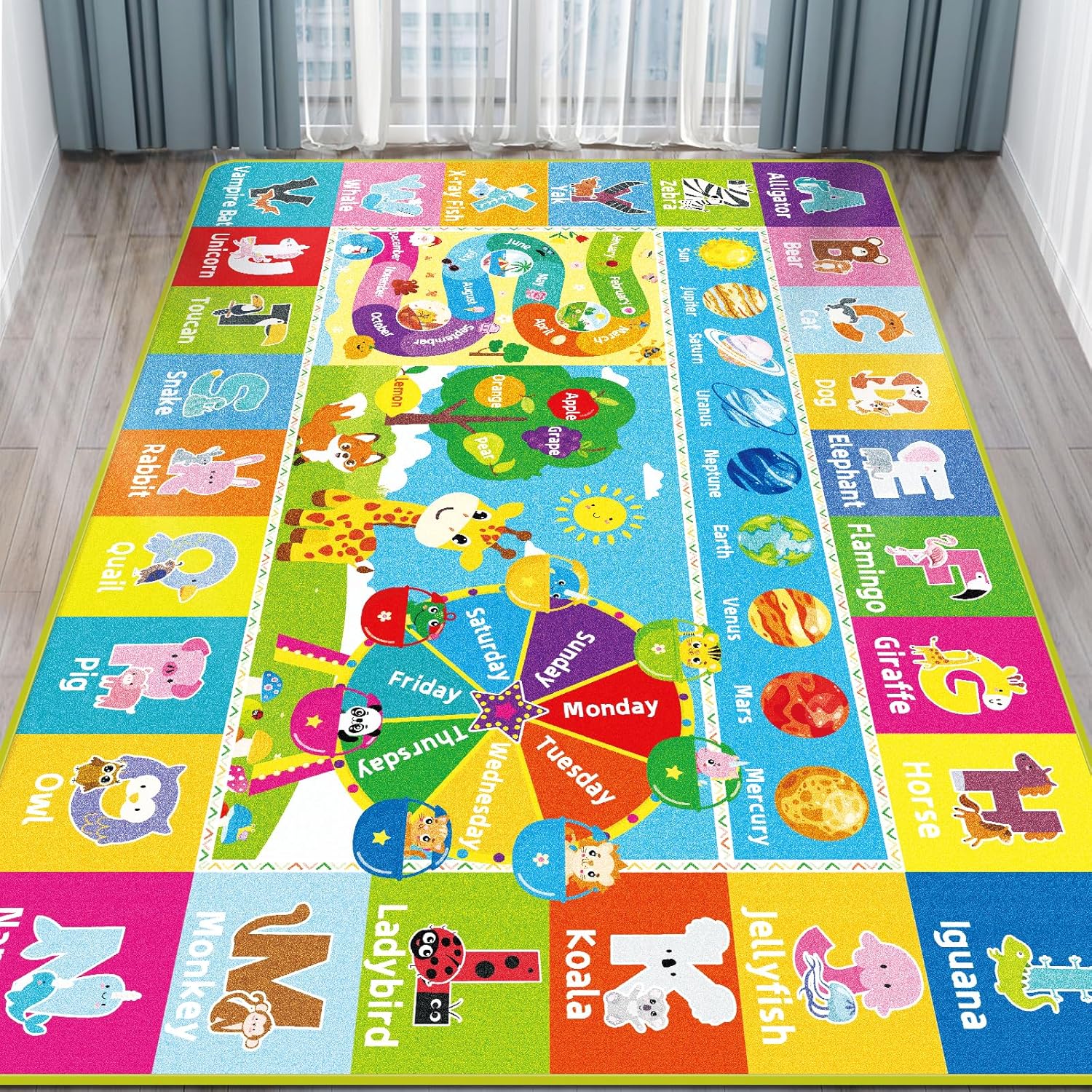 (Similar) Kids Rug for Playroom, Kids Baby Playmat with Alphabet, Month, Weather, Week and Shapes ABC Educational Rug, Play Mat Carpet for Bedroom Classroom (78.7X59 INCH, Ferris Wheel) Ferris Wheel 5' x 6'7\" (Rectangular)