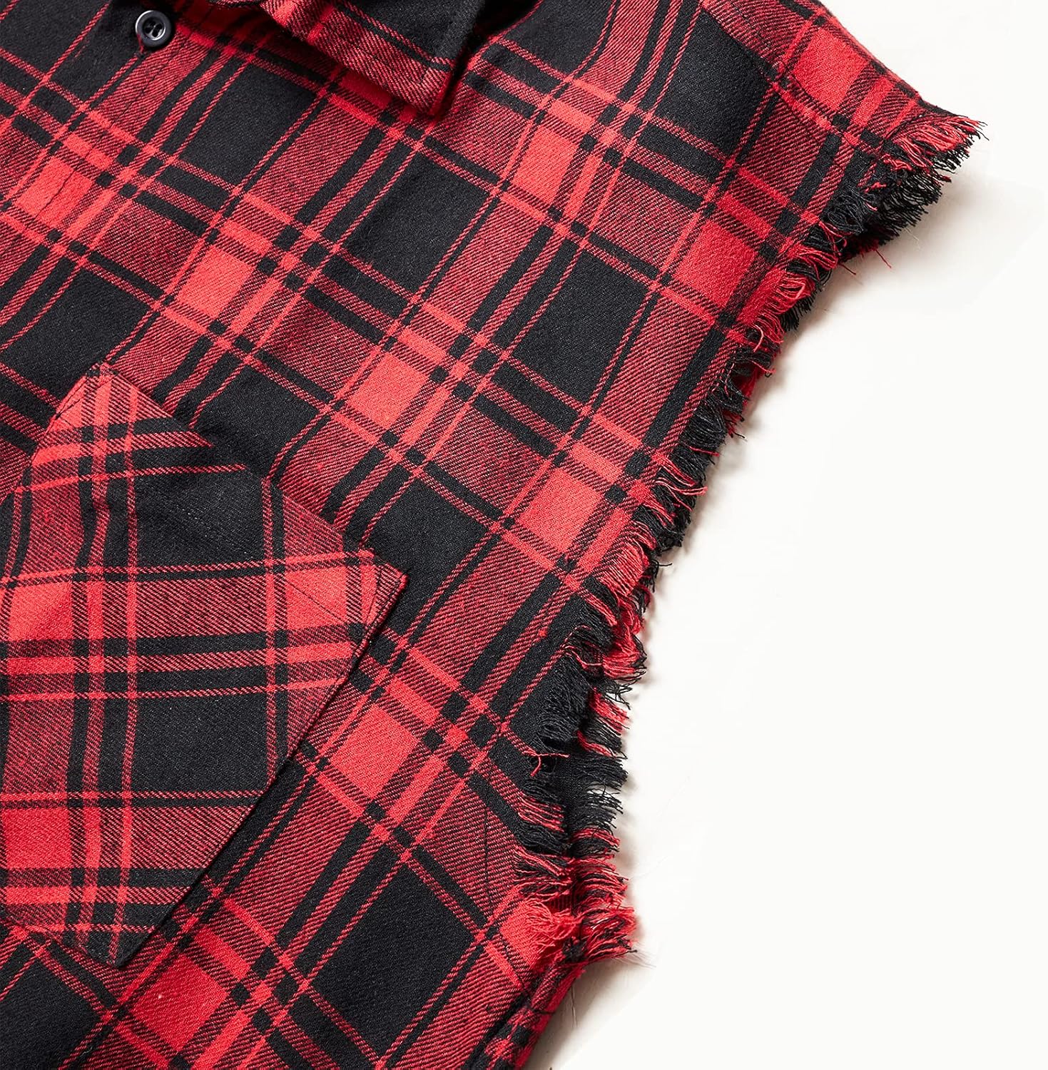 Sleeveless Plaid Front Shirt for Men,Cowboy Button Down Shirts - Image 4