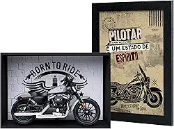 Kit Presente para Motociclista - Miniatura Harley-Davidson + Expositor + Quadro