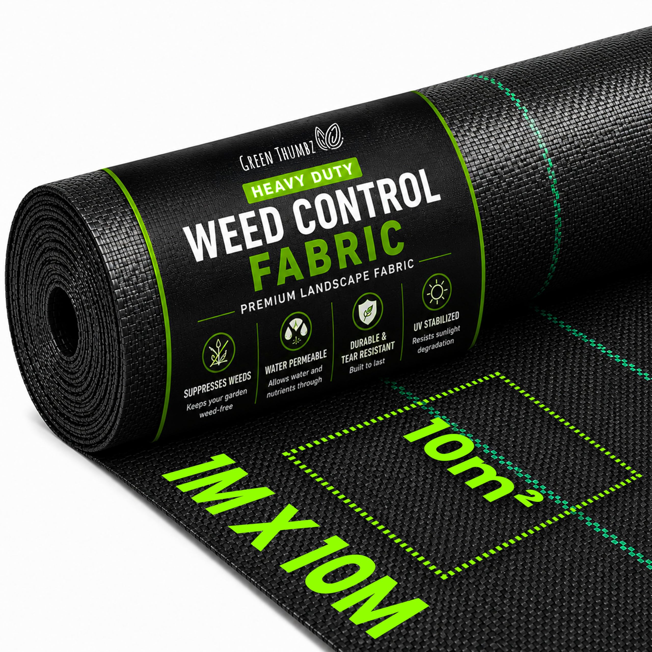 Green Thumbz Weed Control Fabric Extra Strong - 1 x 10 m Weed Control Fabric 100 g/m2 - Optimal Garden Fleece, Raised Bed Film, Weed Film, Sandpit Fleece & Floor Protection Fleece for Weed Control --image-39