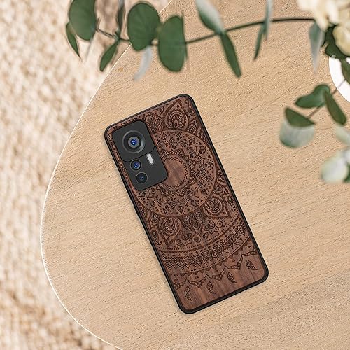 Miniatura 6 de kwmobile Funda de madera compatible con Xiaomi 12T  12T Pro - Funda - Indian Sun marrón oscuro