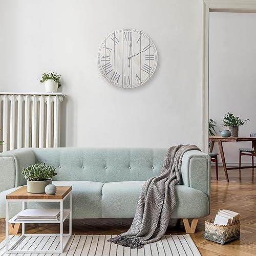 Miniatura 4 de Elegant Designs HG2003-WWH - Reloj de pared rústico costero grande de 23 pulgadas, color blanco lavado