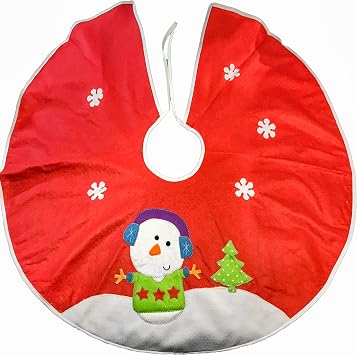 REGENT Snowman Christmastree Skirt 31" Felt Embroidered Snowman Design - Holiday Decor Snowman