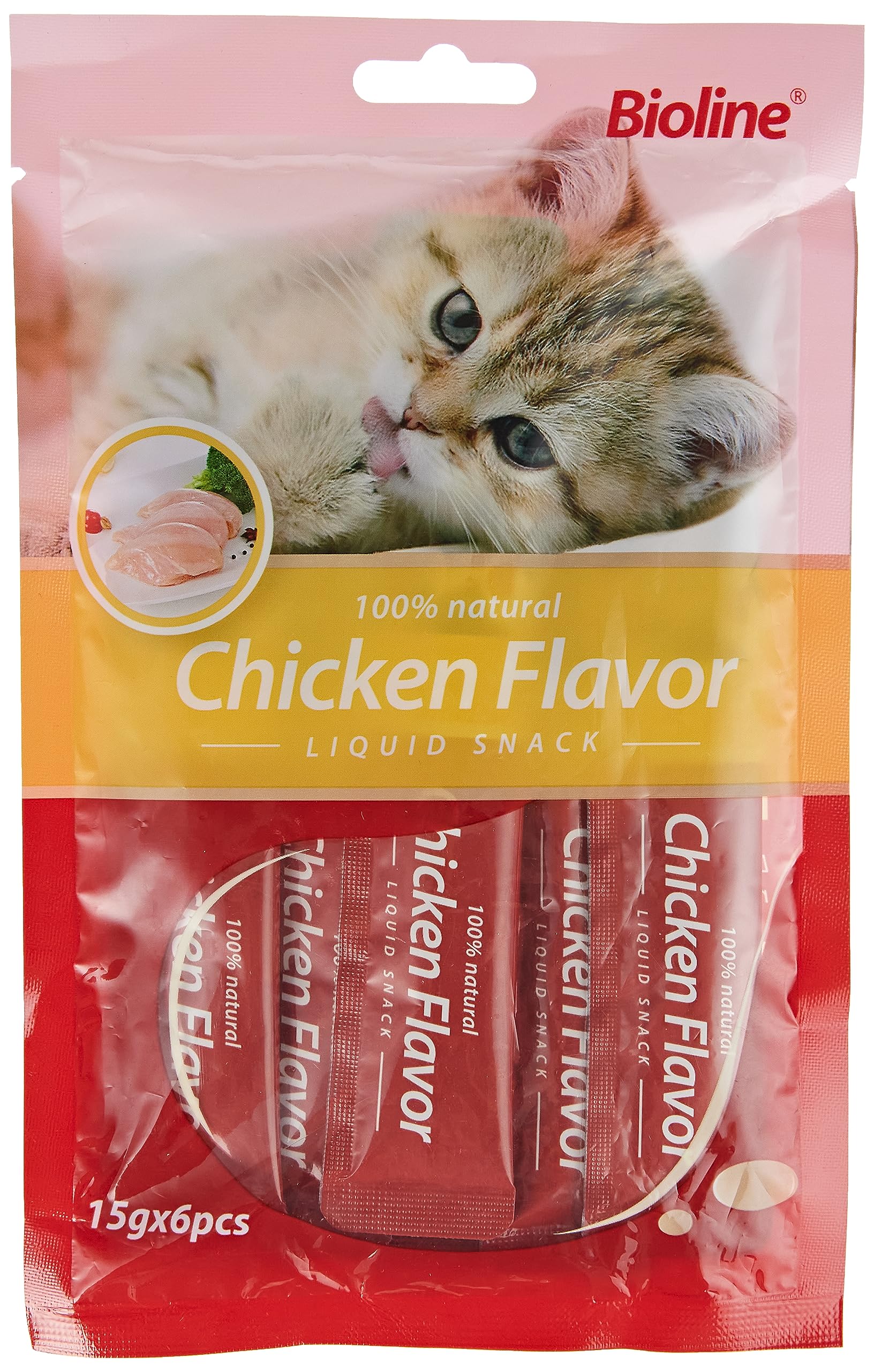 BiolineLiquid Snack Chicken Flavor, 15 G X 6 Pcs