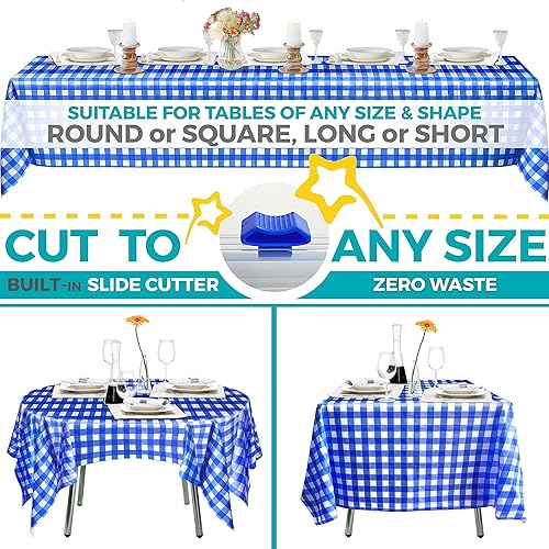 Miniatura 40 de Rollo de mantel de plástico negro de 54 x 100 pies con caja de cortador integrada, mantel desechable para fiestas, pícnic, eventos Negro,Rosa