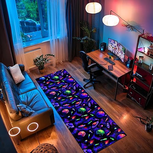 Miniatura 2 de Alfombras de corredor de arcade, alfombra de bar de arcade, alfombra de arcade de galaxias, alfombra de los años 80, alfombra antideslizante para