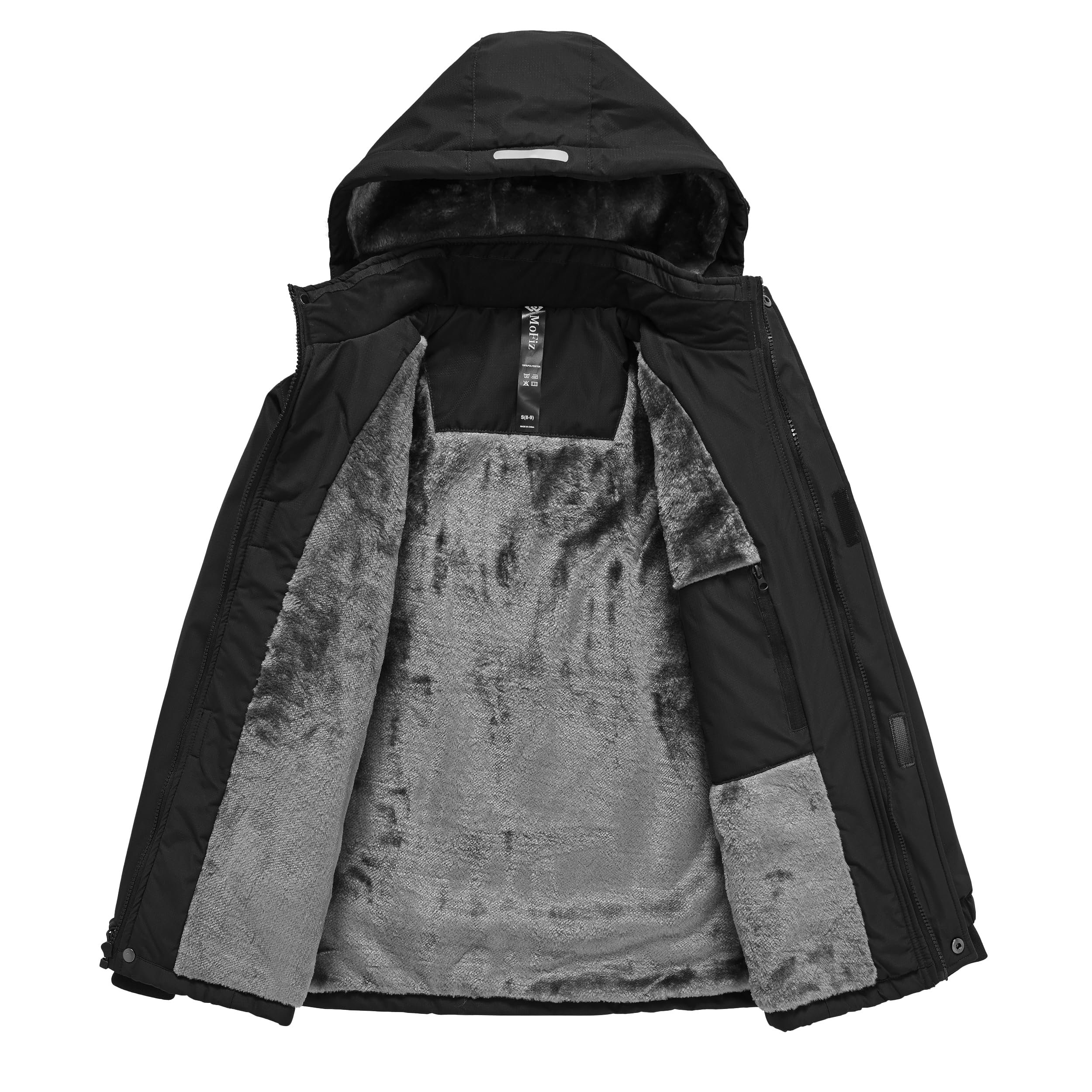 MoFiz Giacca da Sci Bambini Invernale Cappotto in Pile Caldo da Neve Impermeabile Antivento Giacche Ragazzi con Cappuccio Rimovibile
