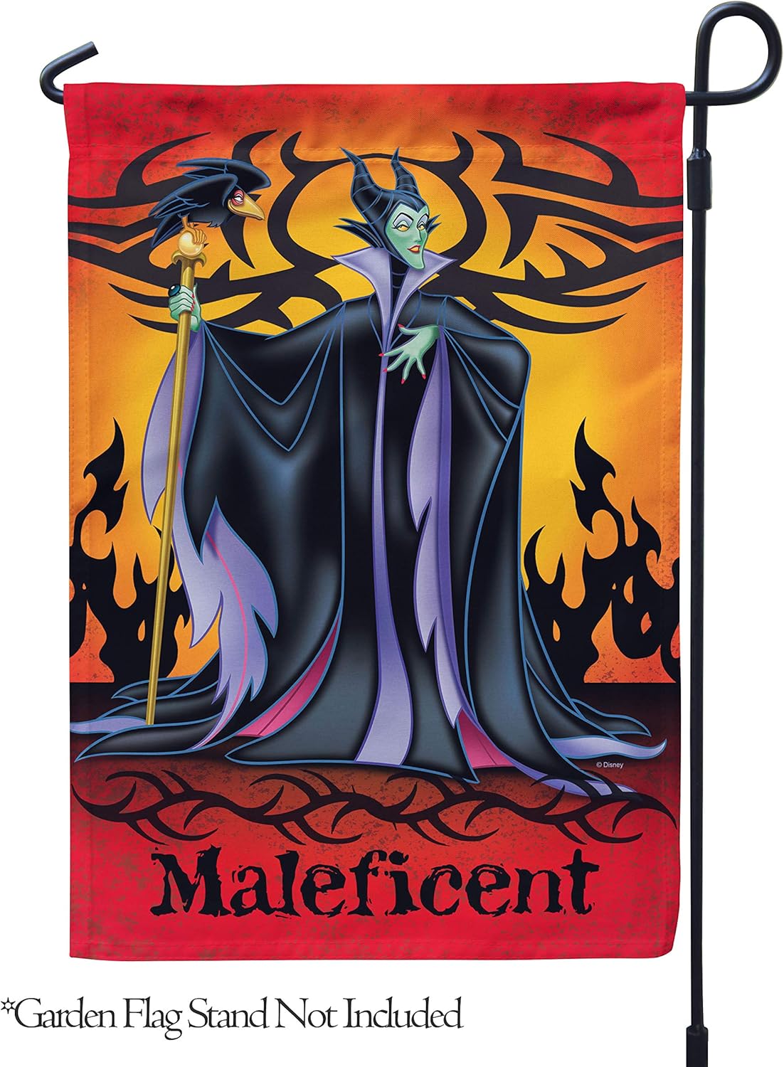 Flagology, Disney, Maleficent, Maleficent – Garden Flag 12" x 18", Disney Villains, Outdoor, Exclusive Premium Fabric, Halloween,Officially Licensed Disney