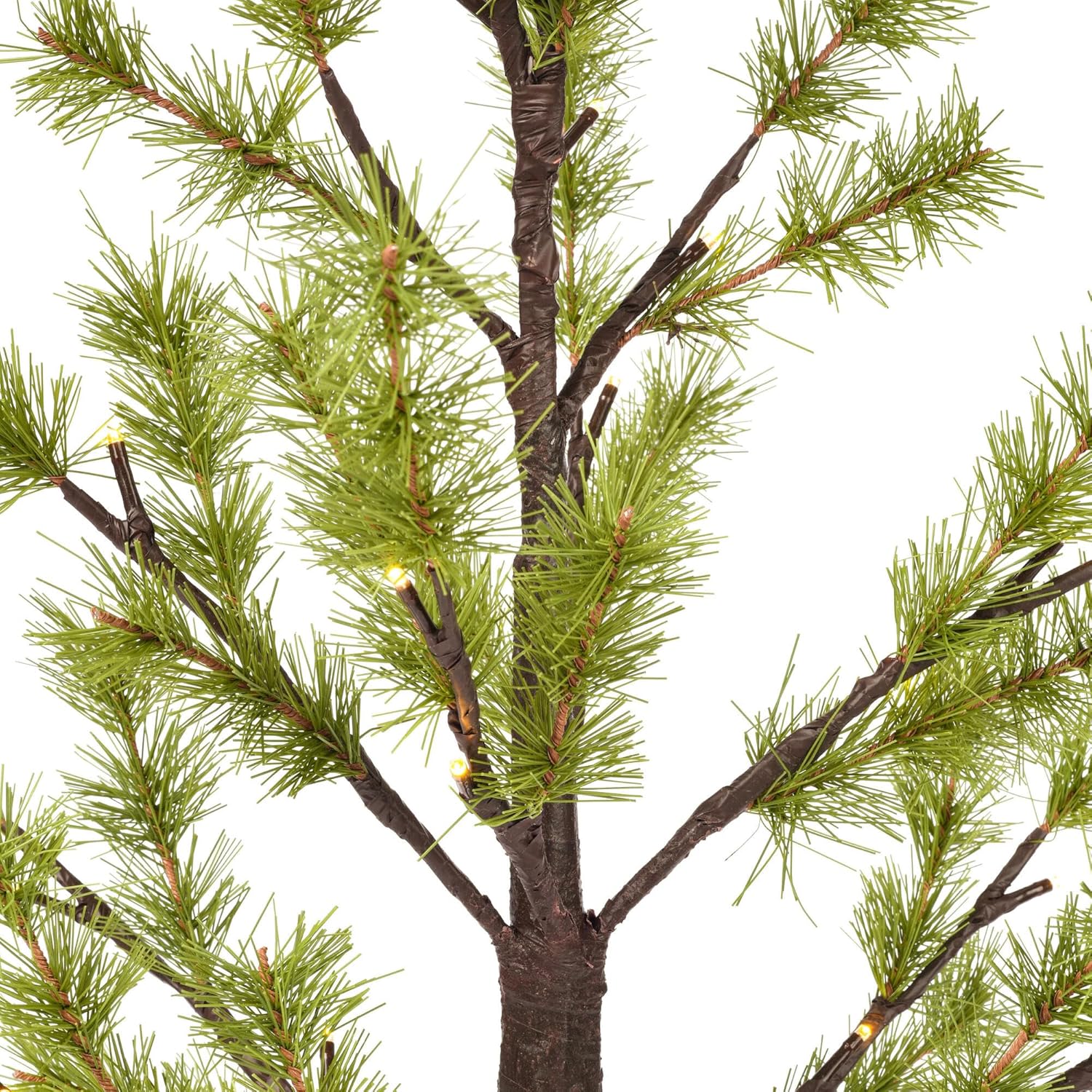 Vickerman 2' Green Mini Pine Twig Tree, Battery Operated Warm White 3mm Wide Angle LED Lights, Burlap Base.