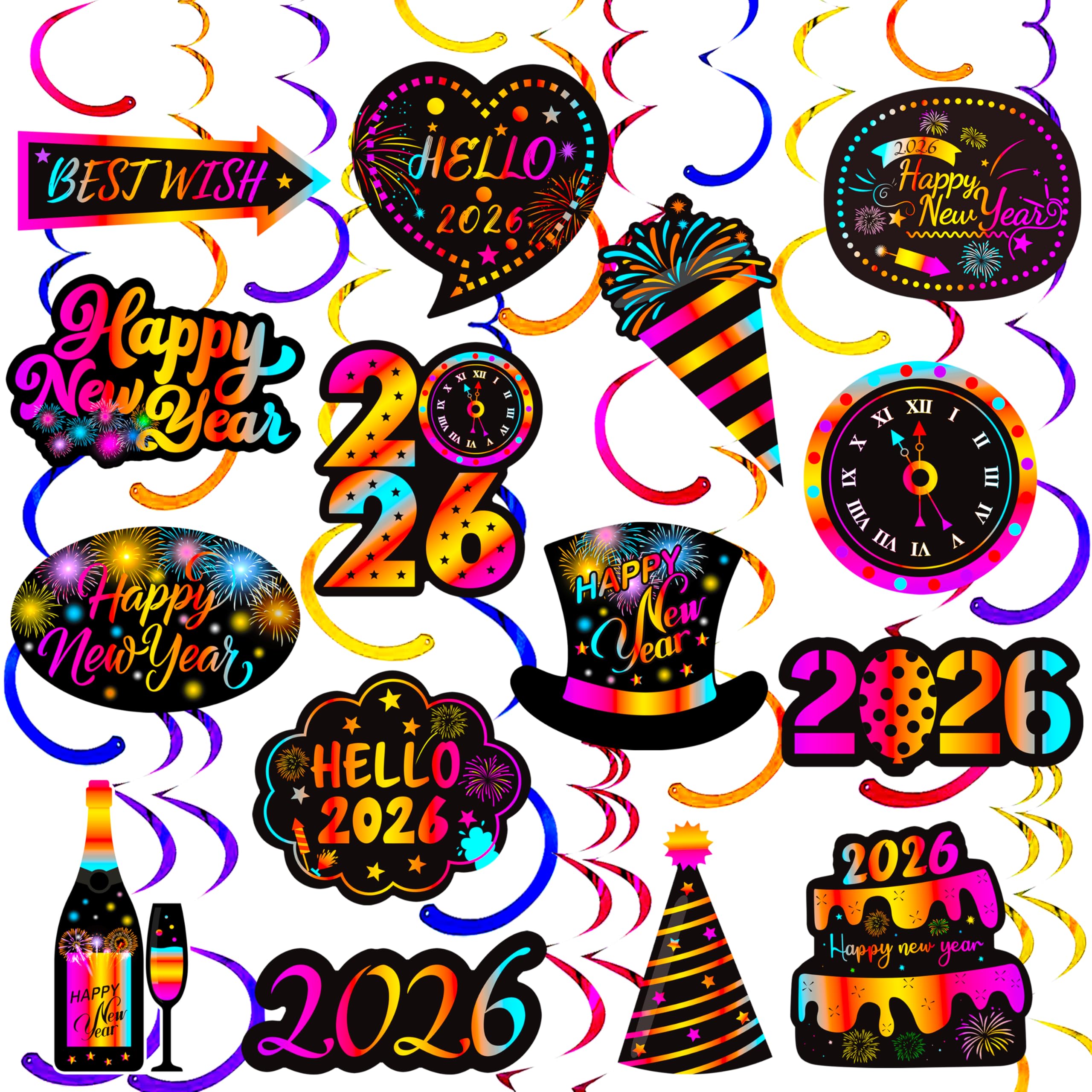 Amazon.com: 2026 Happy New Year Hanging Swirls New Years Party
