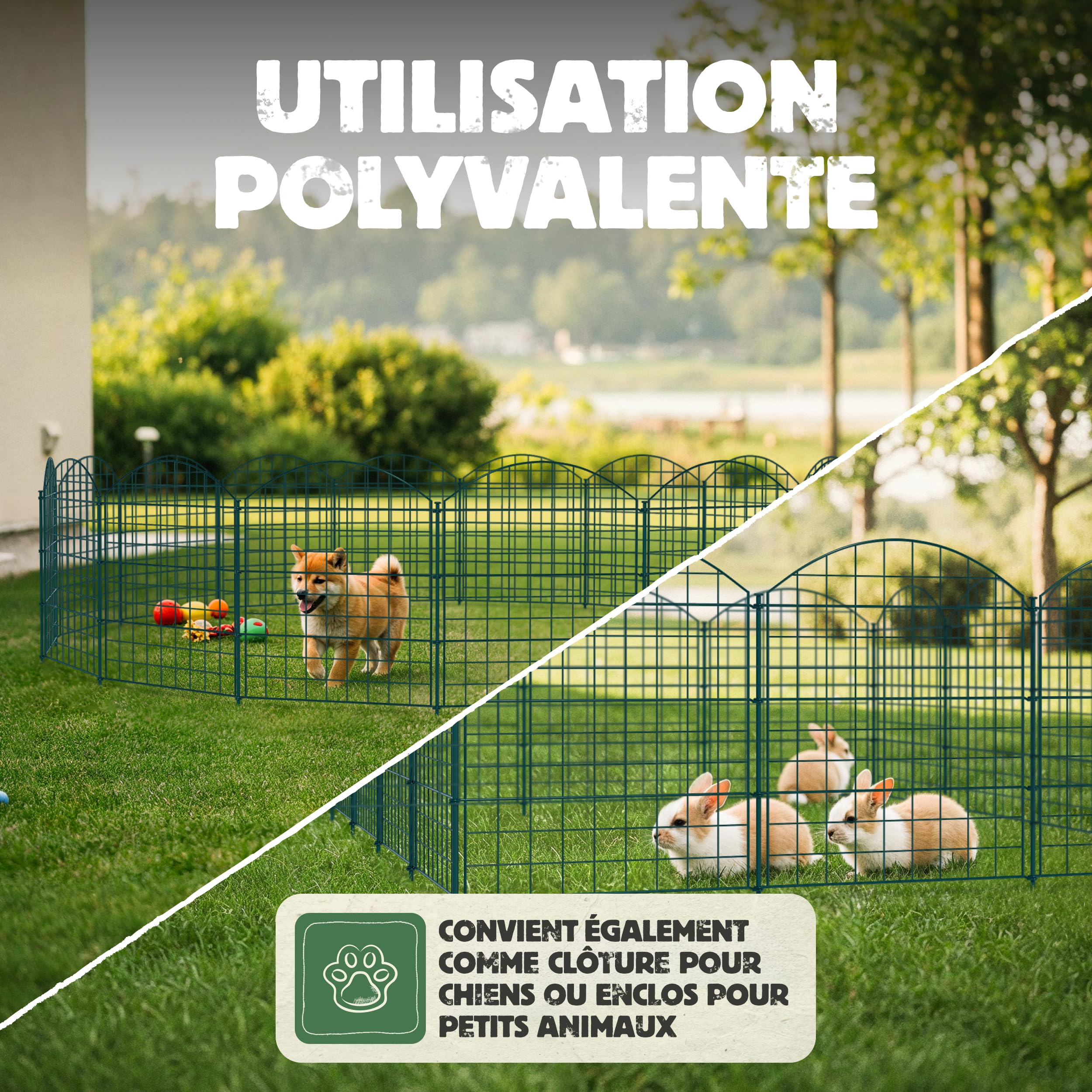 Kit clôture d'étang 10 éléments métal, poteaux, clôture à planter | Clôture de piscine et de jardin flexible pour enfants, éléments en métal à planter, kit complet