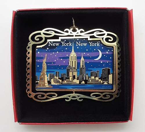 Miniatura 5 de Adorno de latón de color de la ciudad de Nueva York por la noche